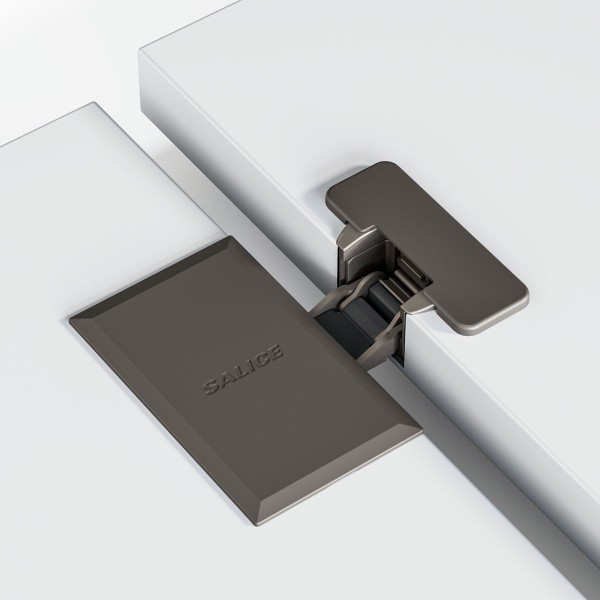 Salice Conecta  Concealed Hinge Titanium Finish with Black Screw Cap Cover Salice Conecta  Concealed Hinge Titanium Finish with Black Screw Cap Cover