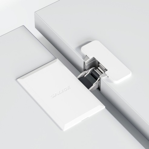 Salice Conecta Concealed Hinge Nickel Finish & White Screw Cap Cover