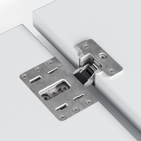 Salice Conecta Concealed Hinge Nickel Finish & White Screw Cap Cover